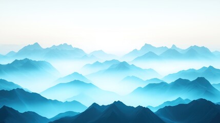 Dense fog rolling over a mountain range, mysterious mood, 3D illustration