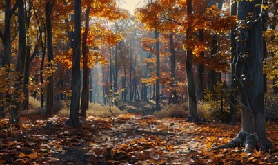 Vibrant autumn colors in the woods