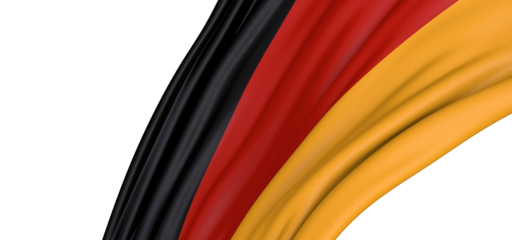 A dramatic close up of the German flag flowing in the wind