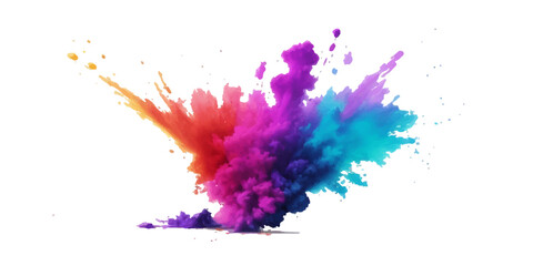 Bright colorful watercolor splash splatter stain brush strokes on white background. Modern vibrant aquarelle spot. Rainbow trendy isolated design on white. Element. Vector watercolor illustration.	