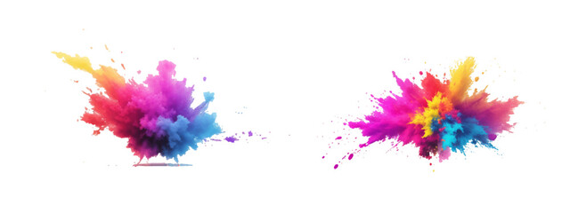 Bright colorful watercolor splash splatter stain brush strokes on white background. Modern vibrant aquarelle spot. Rainbow trendy isolated design on white. Element. Vector watercolor illustration.	