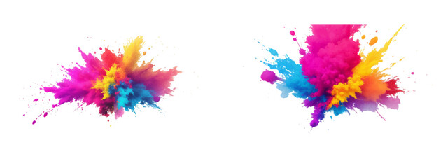 Bright colorful watercolor splash splatter stain brush strokes on white background. Modern vibrant aquarelle spot. Rainbow trendy isolated design on white. Element. Vector watercolor illustration.	