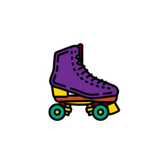 Original vector illustration. A contour icon. Vintage roller skates.