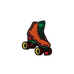 Original vector illustration. A contour icon. Vintage roller skates.