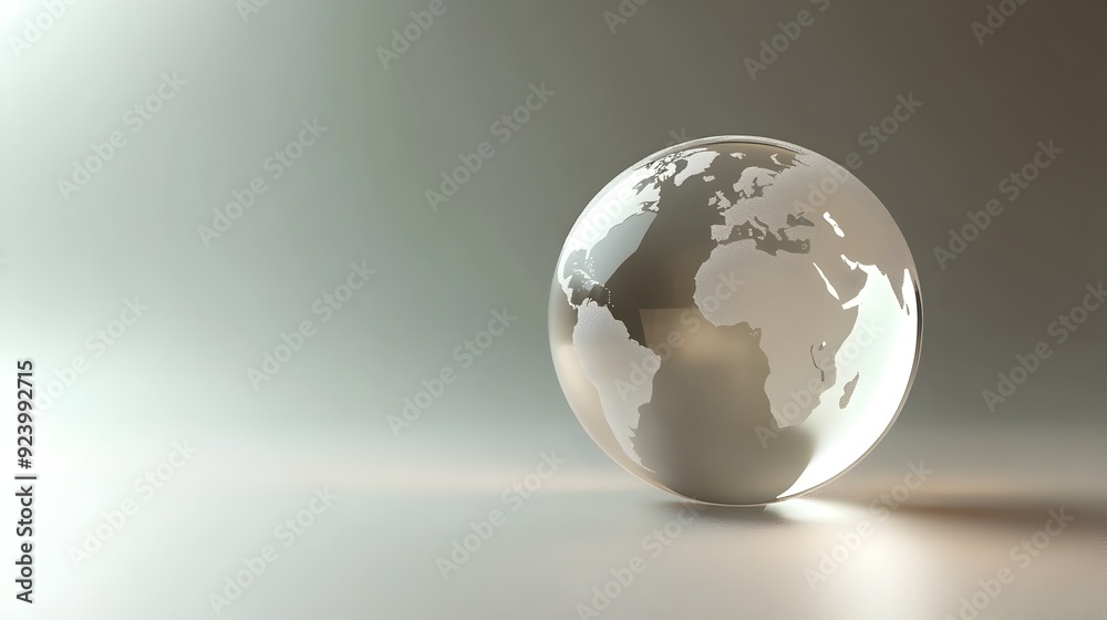 Poster transparent glowing globe with etched continents 3d render for digital background