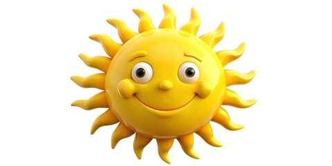 Fototapeta premium Smiling Sun 3D Render, Yellow , Cartoon , Summer , Happy