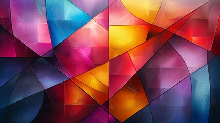 Sophisticated background with a colorful geometric mosaic and smooth, polished surfaces, blending vibrant colors with a modern, dynamic design for striking visuals. high resolution Illustration, in