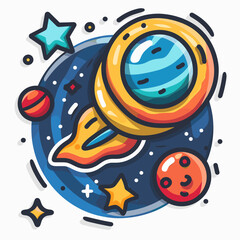 Cartoon illustration of planets in the space. Vector illustration for your design.