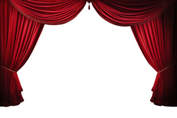 PNG red theater curtains frame, transparent background