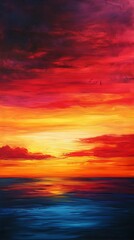 Obraz premium Abstract Painting of a Sunset Over the Ocean