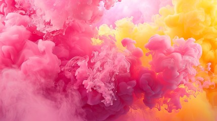 Fototapeta premium A Bubbling Cloud Of Rich Pink And Yellow