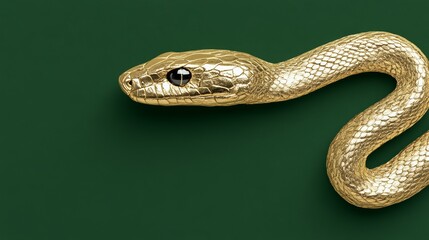 Obraz premium A luxurious and elegant New Years greeting card design featuring a minimalist gold snake on a deep green background with intricate details and a bold 2025 in metallic typography