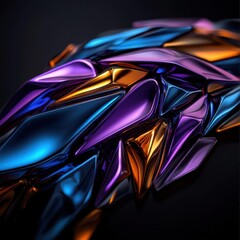 Fototapeta premium Abstract, digital art with futuristic geometric shapes, technology, abstract art, futuristic, digital, vibrant, contemporary :: technological aesthetics, digital innovation, geometric precision
