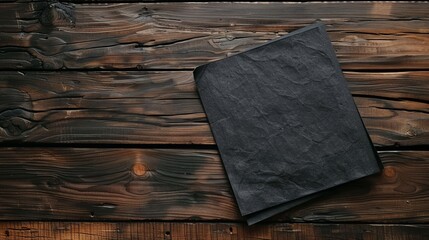 black paper on brown wooden table