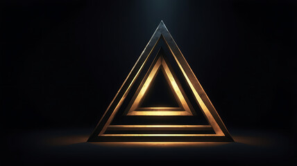 A surreal illuminated triangle against a dark background. Helpful for websites, logo, banner,  vector illustration.