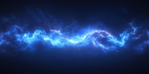 Fototapeta premium Illuminating Blue Lightning Storm Isolated on a Monochromatic Background, a Dramatic Display of Nature's Elemental Power