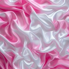 Obraz premium Pink and White Fabric with Wrinkles and Folds. Multicolored Luxury Surface Banner