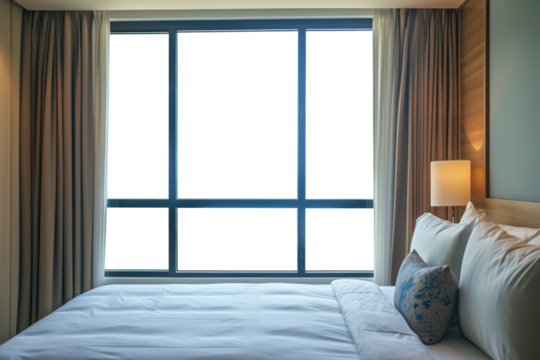 PNG bedroom window mockup, transparent design