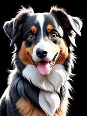 Fototapeta premium cartoon portrait of a australian shepherd dog isolated background
