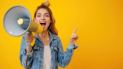 The woman with megaphone