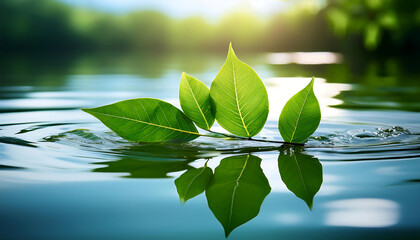 Leaves in Water- A serene photograph of leaves floating on water, capturing the simplicity _1(412)