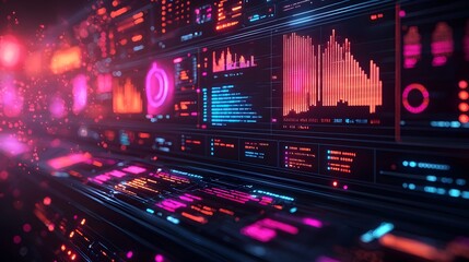 Obraz premium Futuristic Technology Interface with Neon Lights.