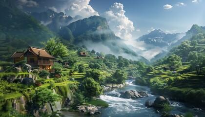 Village natural high definition photography