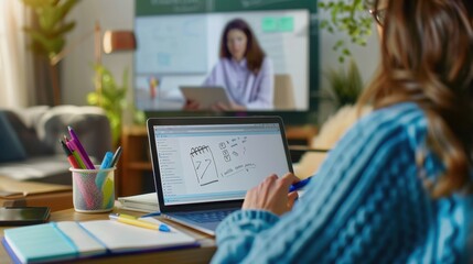 The student using laptop.