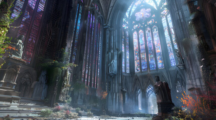 Ethereal Twilight: The Haunting Majesty of a Gothic Cathedral