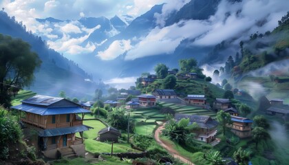 Fototapeta premium Village natural high definition photography