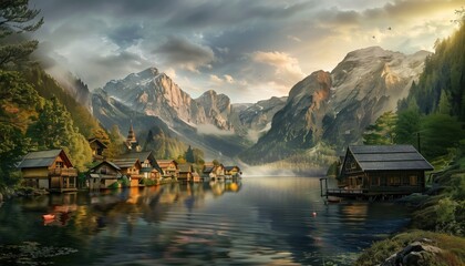 Fototapeta premium Village natural high definition photography
