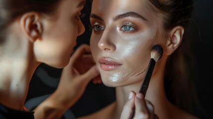 Makeup artist applying contour and highlight, demonstrating techniques for enhancing facial features