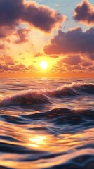 Obraz premium Sunset Reflected on the Rippling Ocean Surface