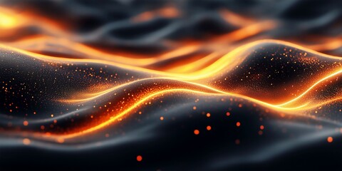 Obraz premium Dark background with glowing orange lava waves, perfect for dynamic and energetic digital art and wallpapers 