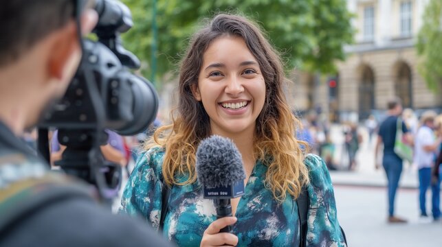 Journalist interviewing a subject, capturing stories and information for the public