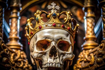 Obraz premium Skull in the crown. Skull in ornaments. Skull with female ornaments.