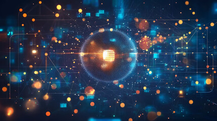 Business intelligence concept based on generative AI technology, global network, futuristic technology background