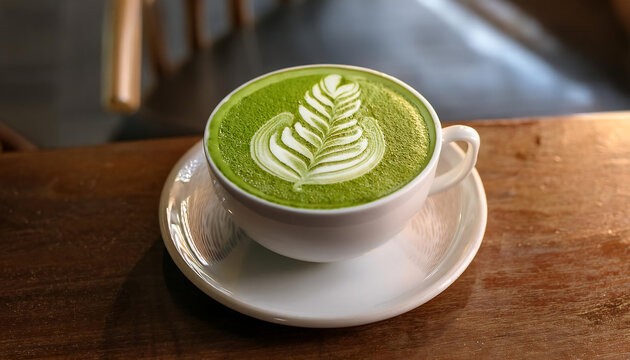  Matcha Latte Art in Cozy Cafe- A generative AI image of a beautifully crafted matcha latte _1(434)