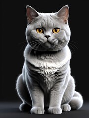 Fototapeta premium cartoon portrait of a british shorthair cat isolated o background