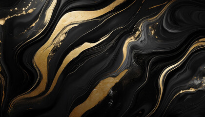 Obraz premium Abstract marble, marbled, ink-painted, luxurious background banner, black waves, swirls