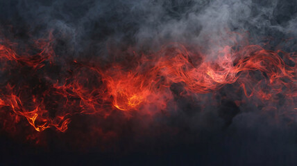 Fire background with space for design. Toned fiery red sky with flame effect.