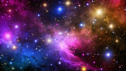 Obraz premium A mesmerizing cosmic landscape showcasing vibrant nebulas, sparkling stars, and a breathtaking display of celestial wonder.