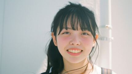 女, 女性, アジア人, 日本人, 笑顔, 笑顔の女性, 白背景, 可愛い, 美人, Woman, female, Asian, Japanese, smiling, smiling woman, white background, pretty, beautiful