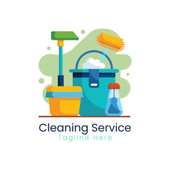 Cleaning service logo design cleaning elements vector icon logo