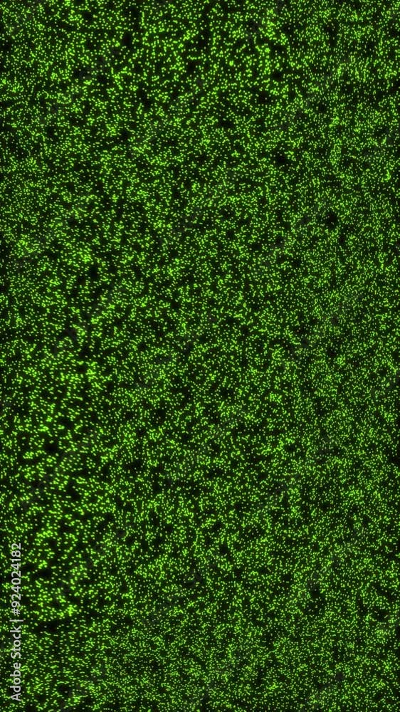 Wall mural vertical grass particle undulating bulge 4k loop features green colored particles moving and undulat