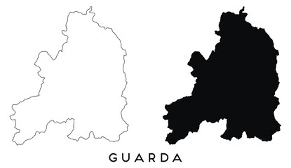 Guarda map outline and black silhouette vector