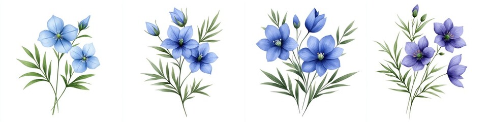 A beautiful collection of blue flowers featuring delicate petals and vibrant colors, perfect for floral designs and decorations.
