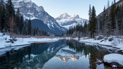snow covered mountains