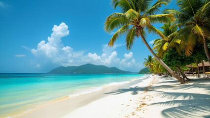 beach with palm trees and sky