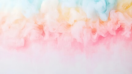 Fototapeta premium an abstract design with soft, pastel colors blending into each other. The top part of the image has a mix of light blue, yellow, and pink hues, creating a cloud-like or watercolor effect